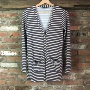 Agnes & Dora Favorite Cardigan Sweater Gray Stripe